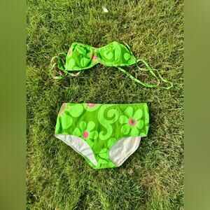 60s Vintage Bright Green Hawaiian Cotton Bikini By Fumi's At Wikiki Sz Sm